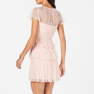 Adrianna Papell Blush Peach Lace Tiered Mini Dress Size 8 NWT